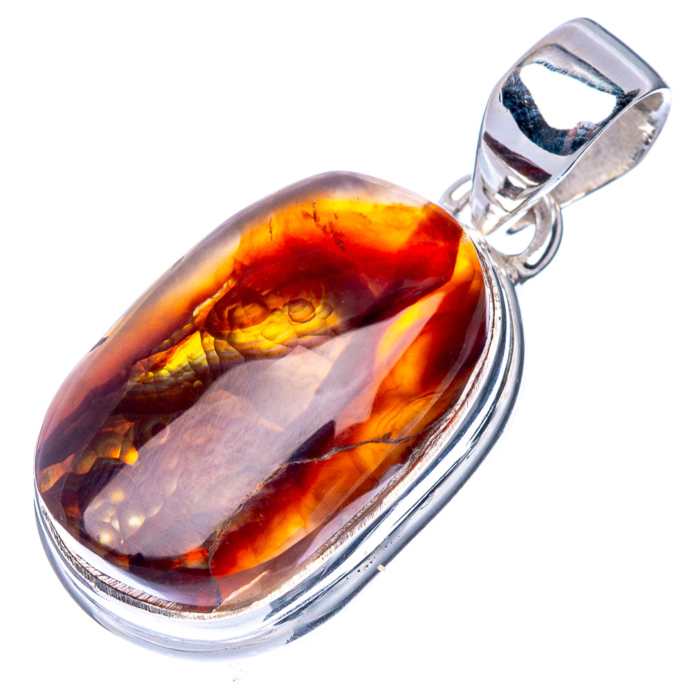 Rare Mexican Fire Agate Pendant 1 1/4" (925 Sterling Silver) P41082