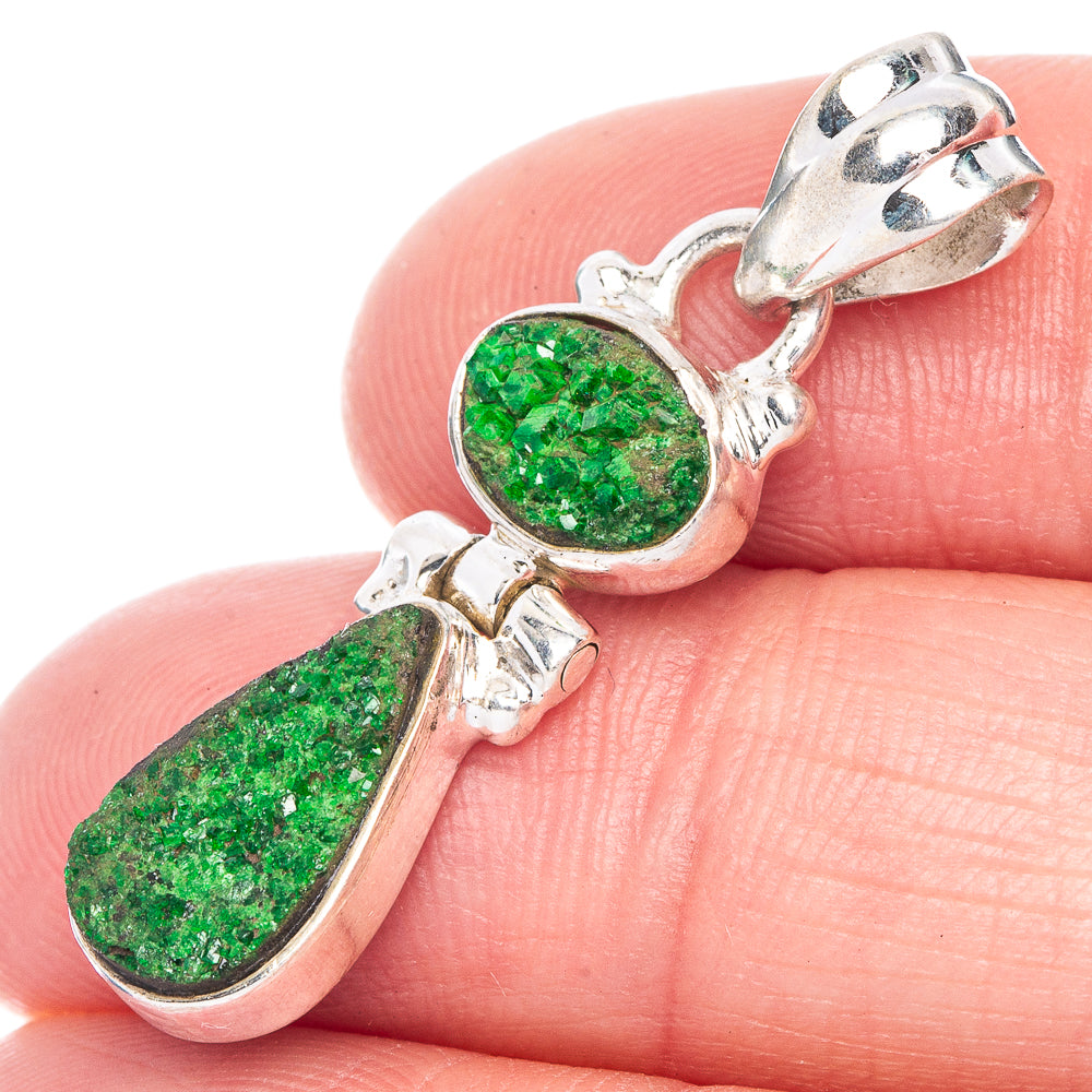 Rare Uvarovite Garnet Pendant 1 3/8" (925 Sterling Silver) P40626