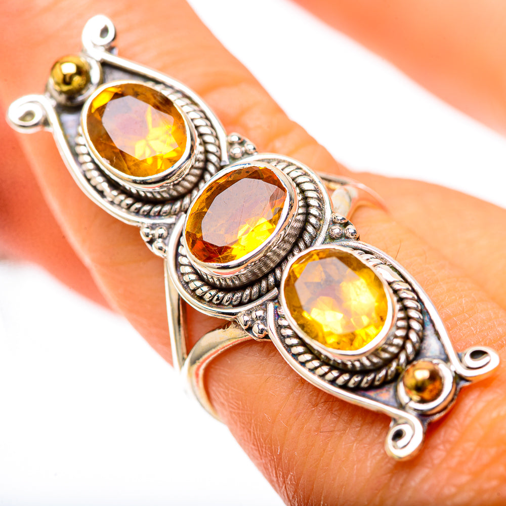 Large Faceted Citrine 925 Sterling Silver Ring Size 8 (925 Sterling Silver) RING139677