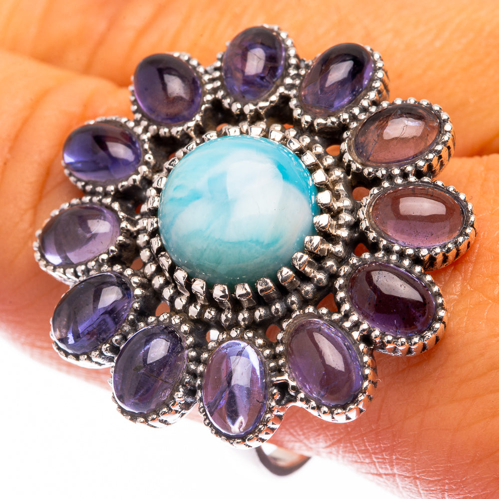 Large Larimar, Tanzanite Ring Size 10 (925 Sterling Silver) R141205