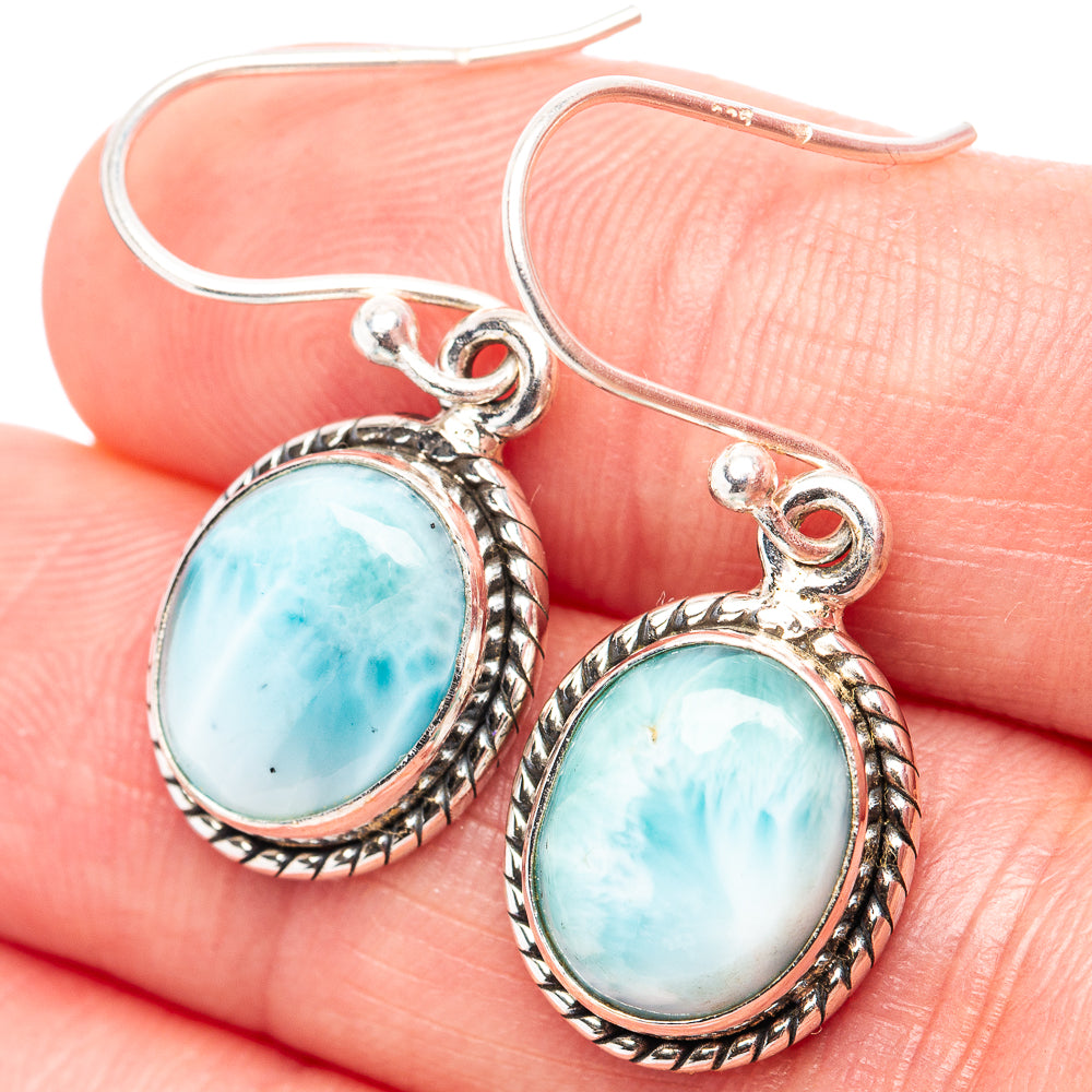 Rare Larimar Earrings 1 1/8" (.925 Sterling Silver)
