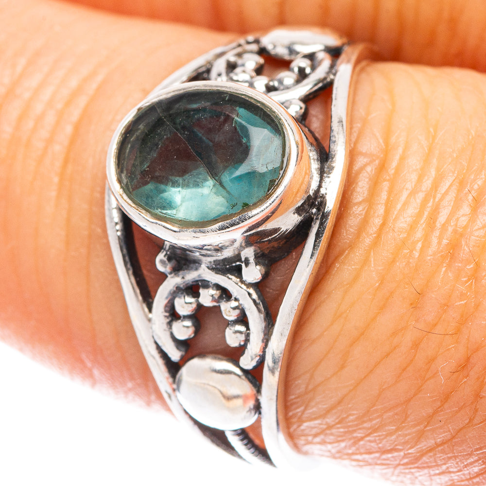 Blue Fluorite Dainty Ring Size 7.75 (925 Sterling Silver) R6022