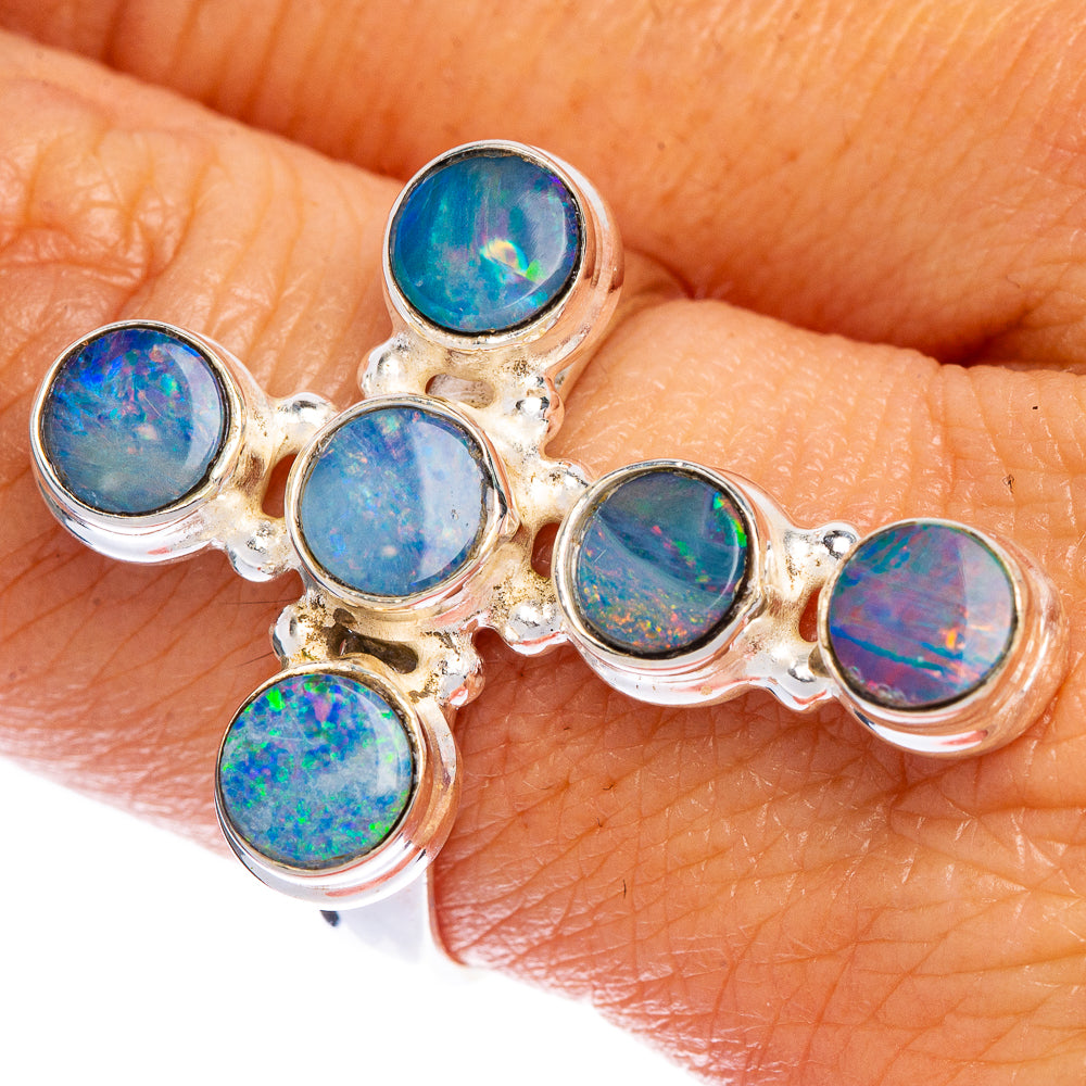 Rare Doublet Opal Cross Ring Size 9 (925 Sterling Silver) R147236