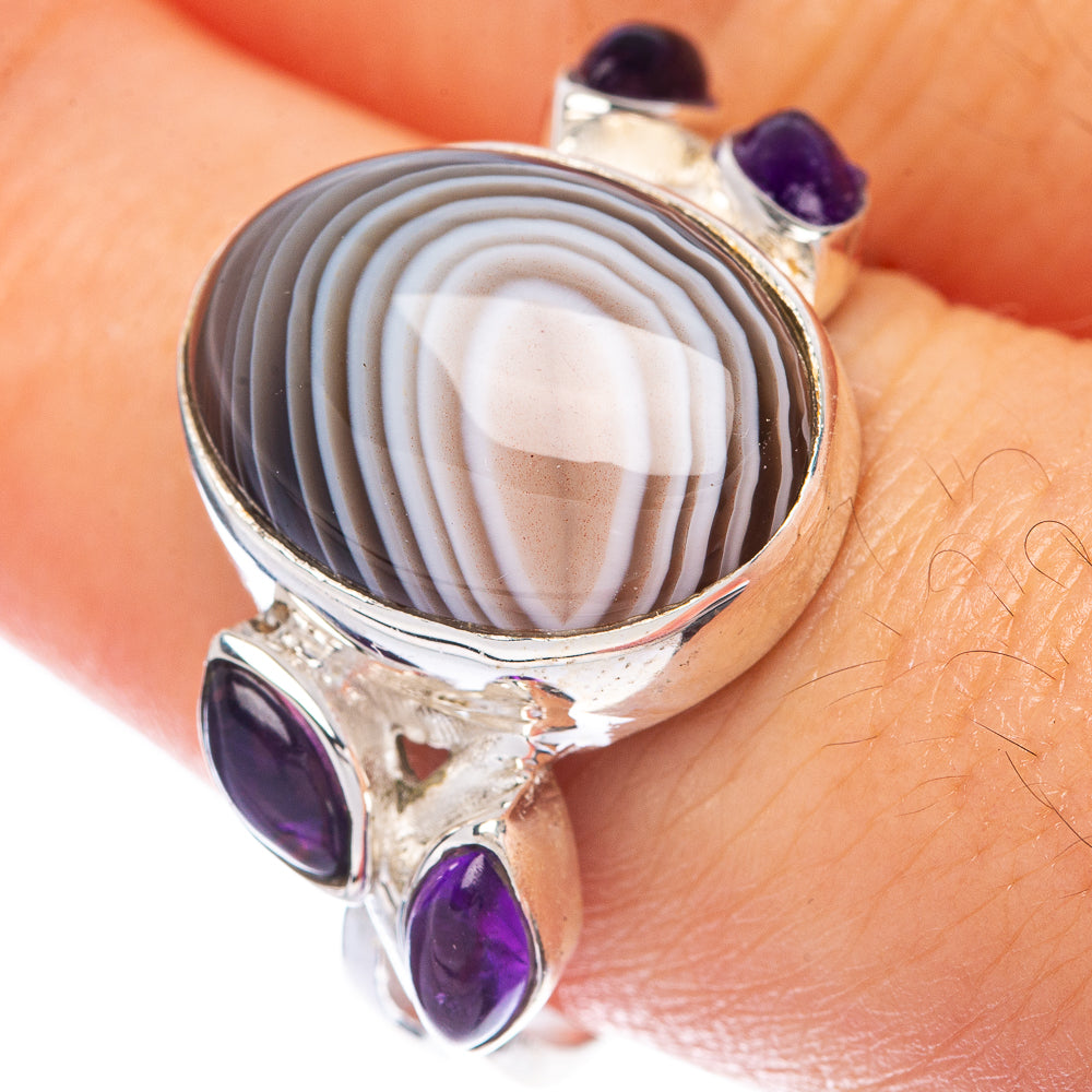 Botswana Agate, Amethyst Ring Size 10 (925 Sterling Silver) R144840