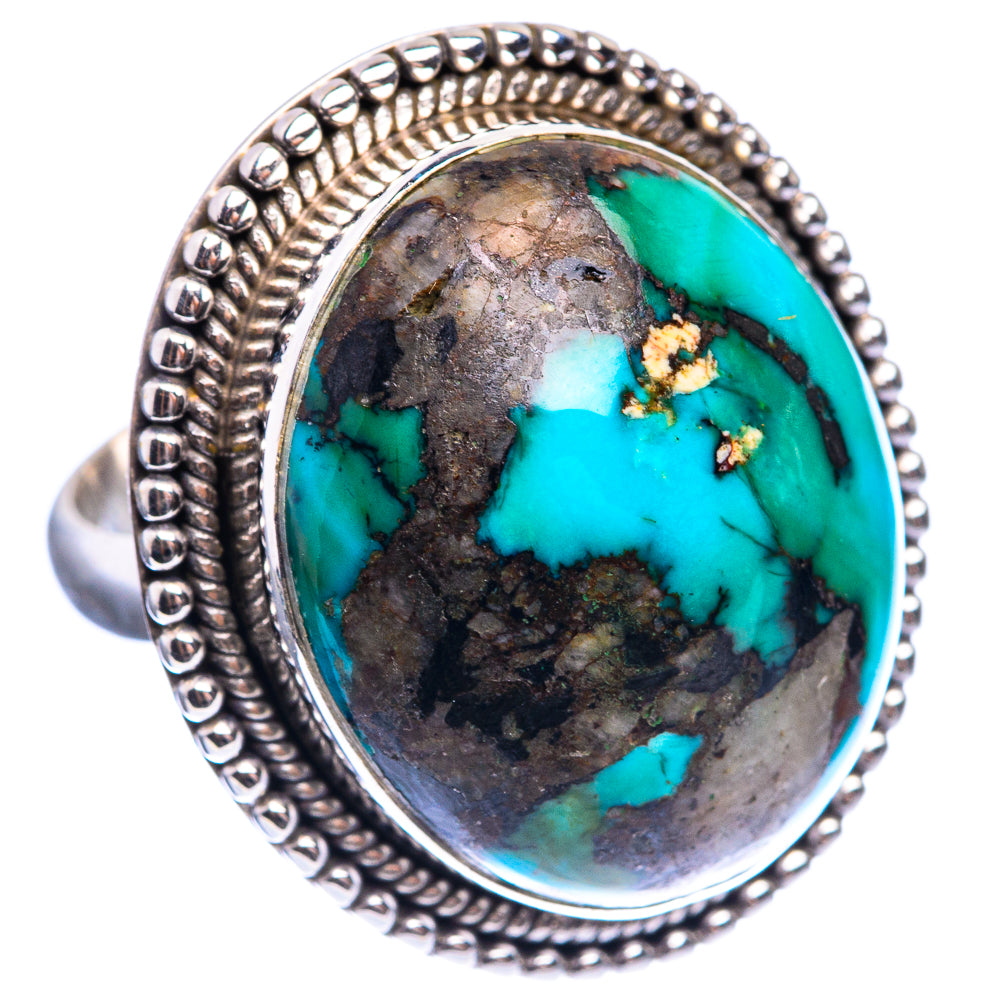 Large Tibetan Turquoise Ring Size 6 (925 Sterling Silver) R143030