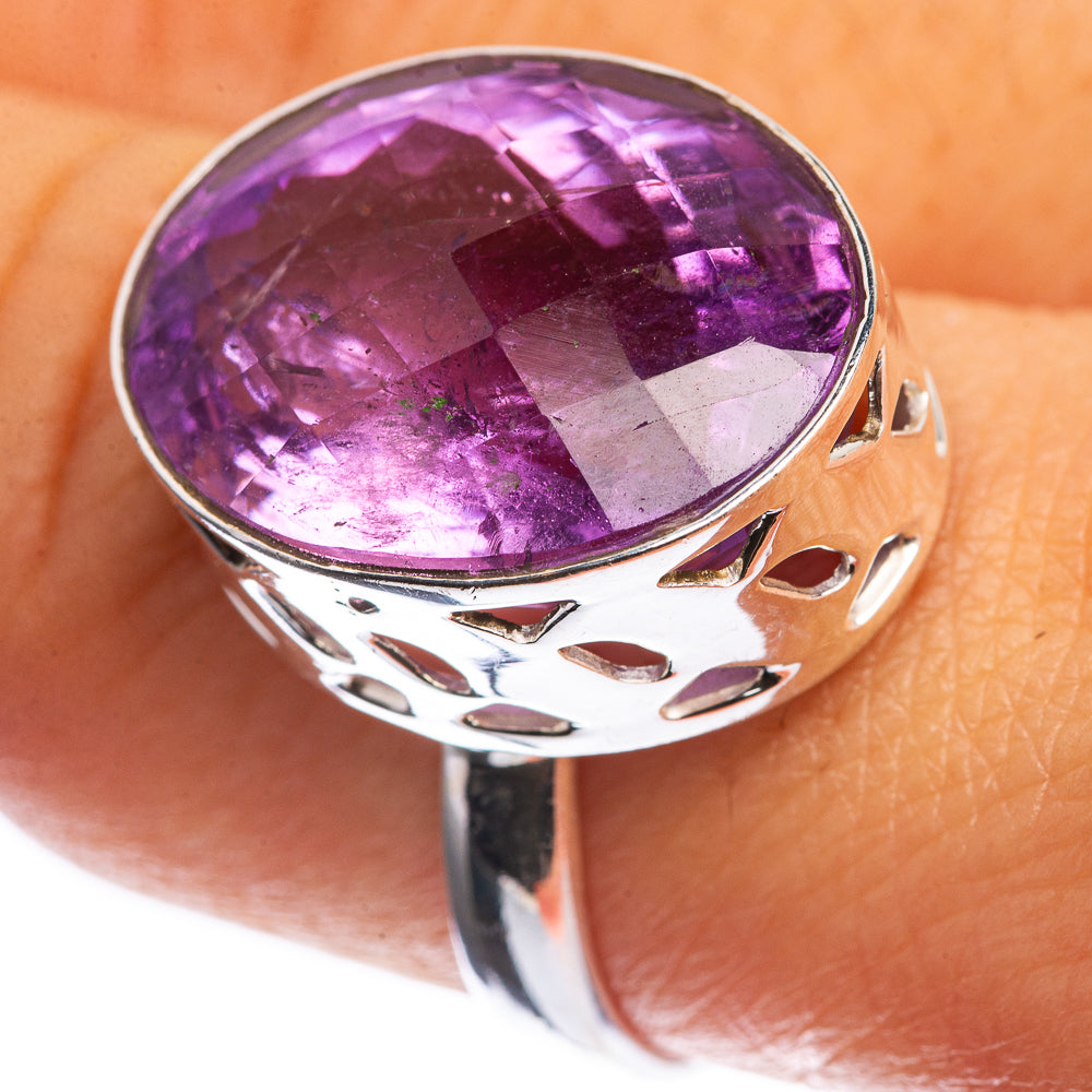 Faceted Amethyst 925 Sterling Silver Ring Size 8.75