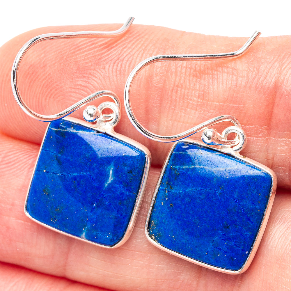Lapis Lazuli Earrings 1 1/8" (.925 Sterling Silver)