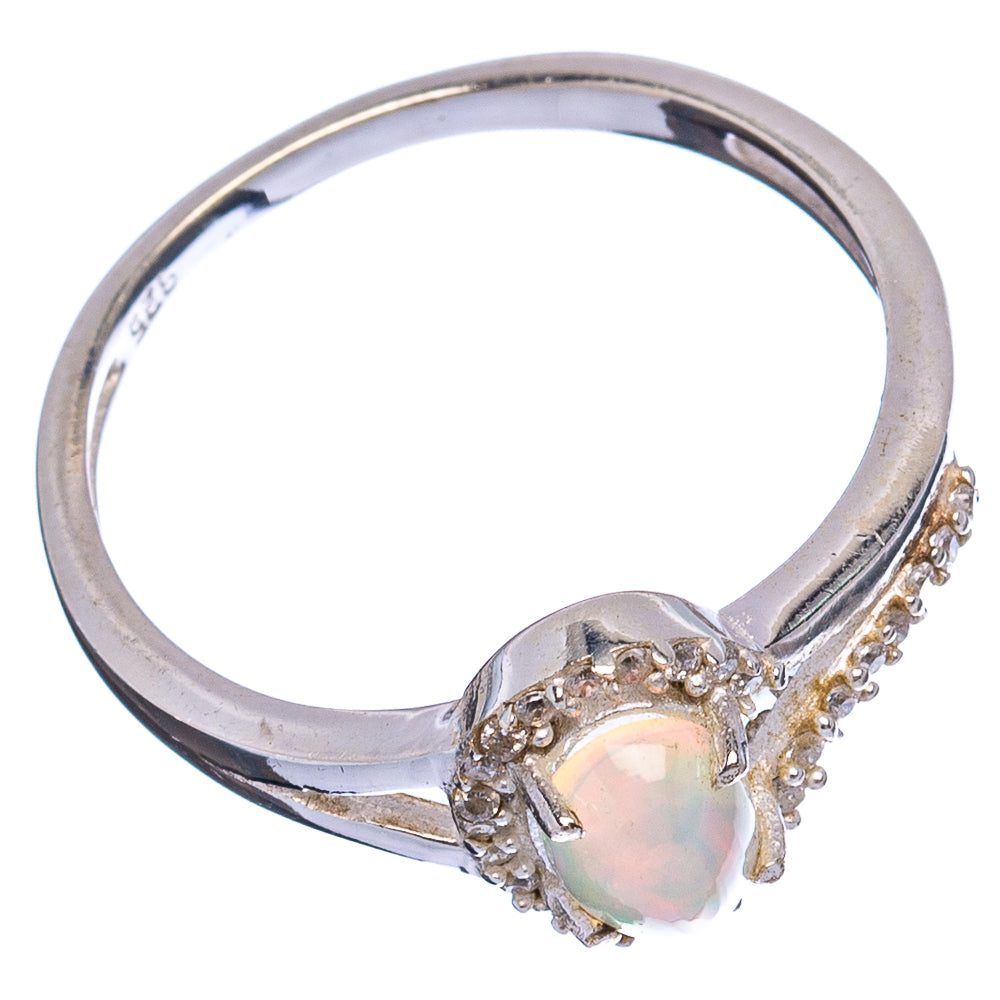 Rare Ethiopian Opal, Cubic Zirconia Ring Size 8 (.925 Sterling Silver)
