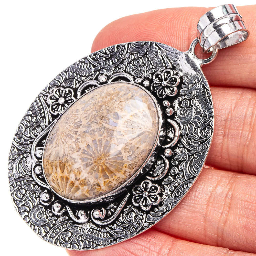Fossil Coral Pendant 2 3/8" (German Silver)