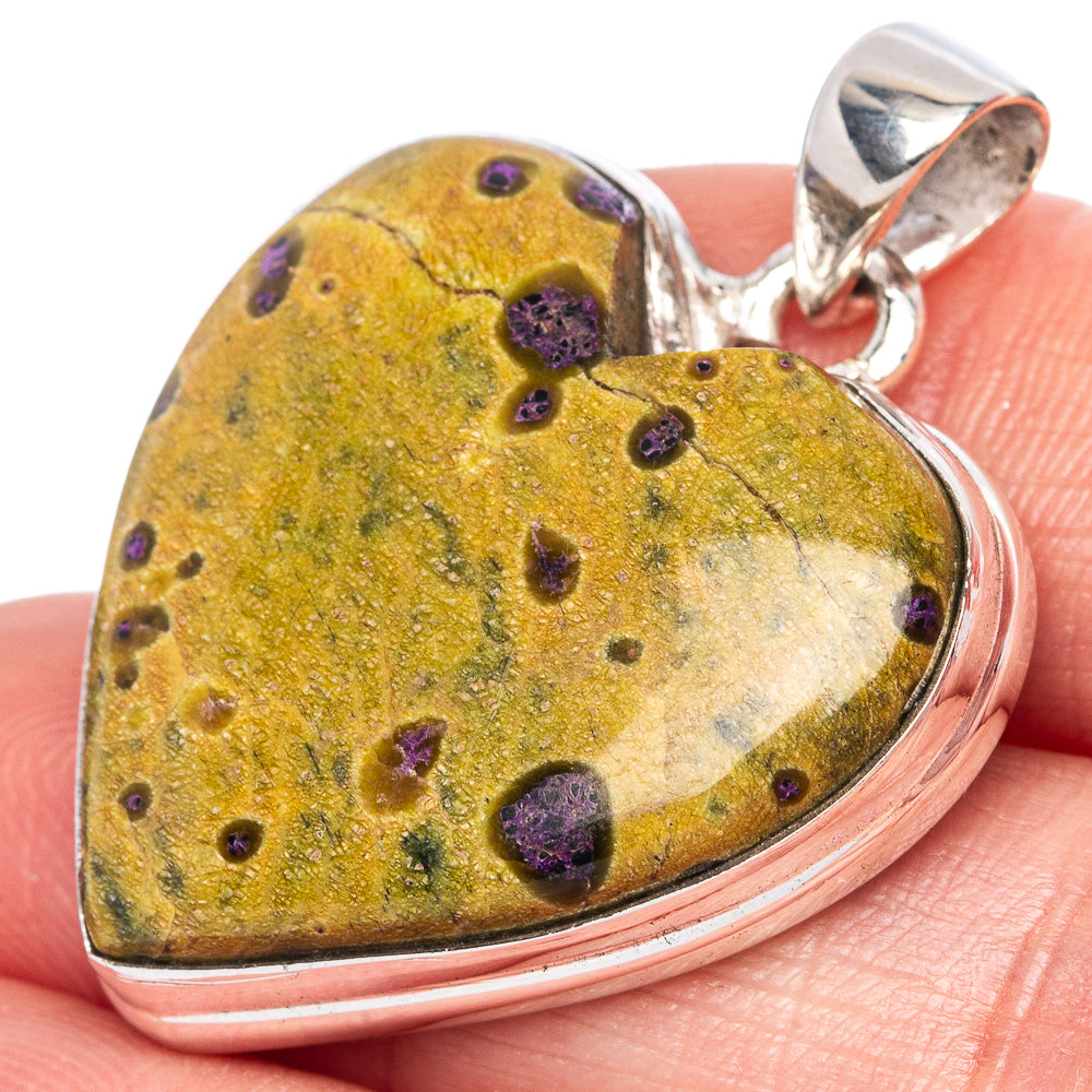 Atlantisite Heart Pendant 1 3/8" (925 Sterling Silver) P41455