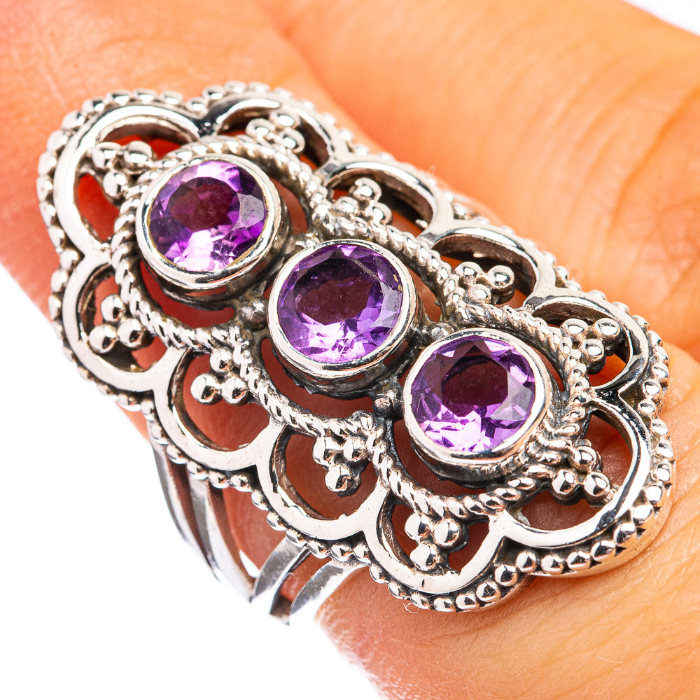 Faceted Amethyst Ring Size 5.75 (925 Sterling Silver) R142779