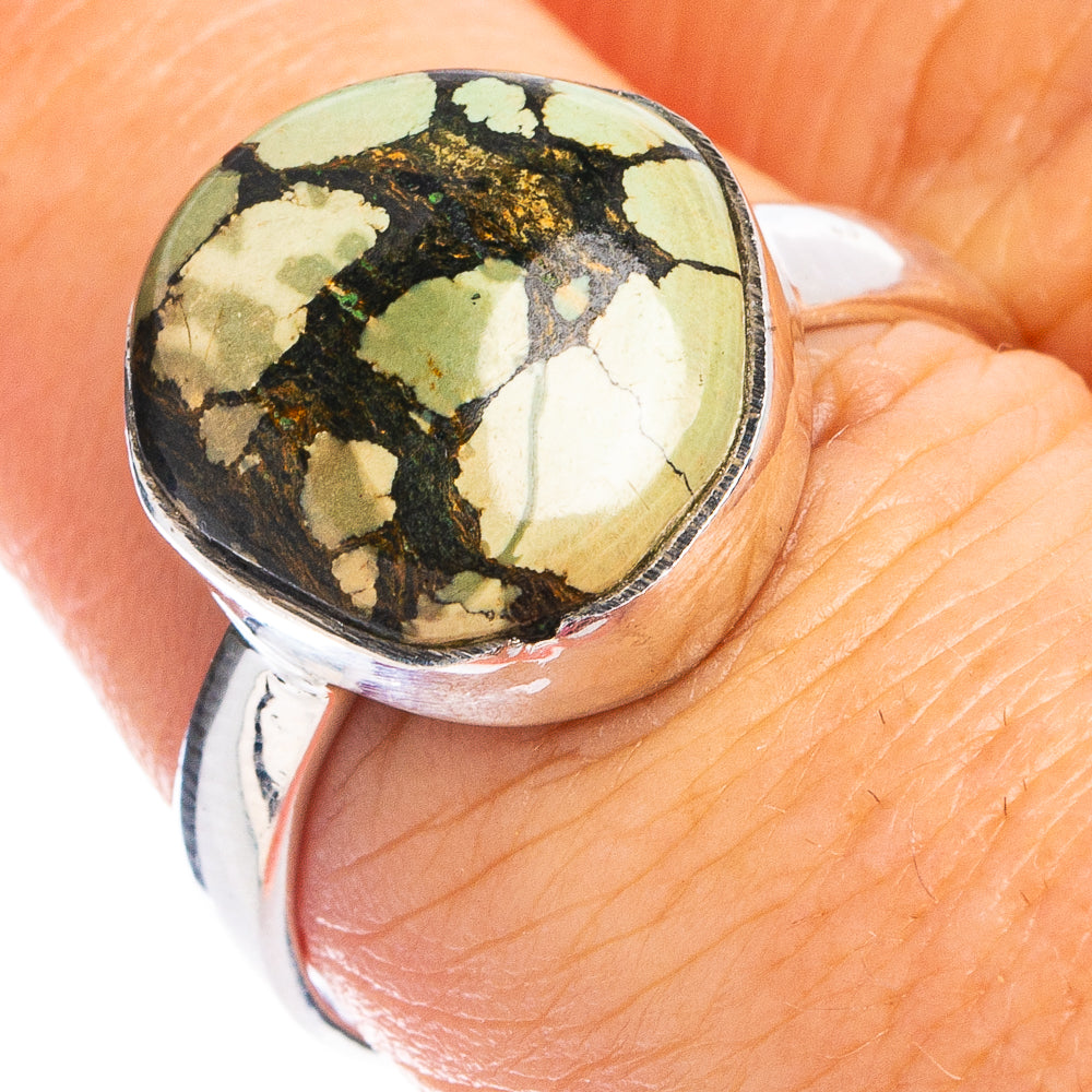 Hubei Spiderweb Turquoise Ring Size 8 (.925 Sterling Silver)