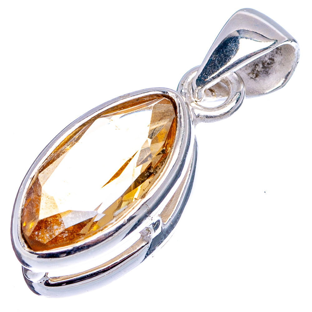 Faceted Citrine Dainty Pendant 1" (.925 Sterling Silver)
