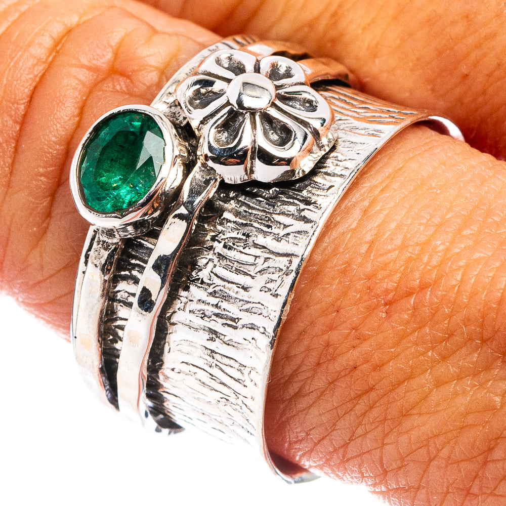 Premium Zambian Emerald Ring Size 8.75 (.925 Sterling Silver)