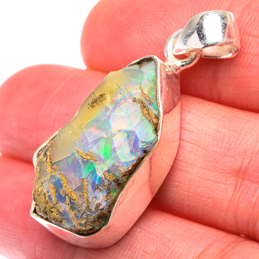 Raw Ethiopian Opal Pendant 1 3/8" (925 Sterling Silver) PD38457