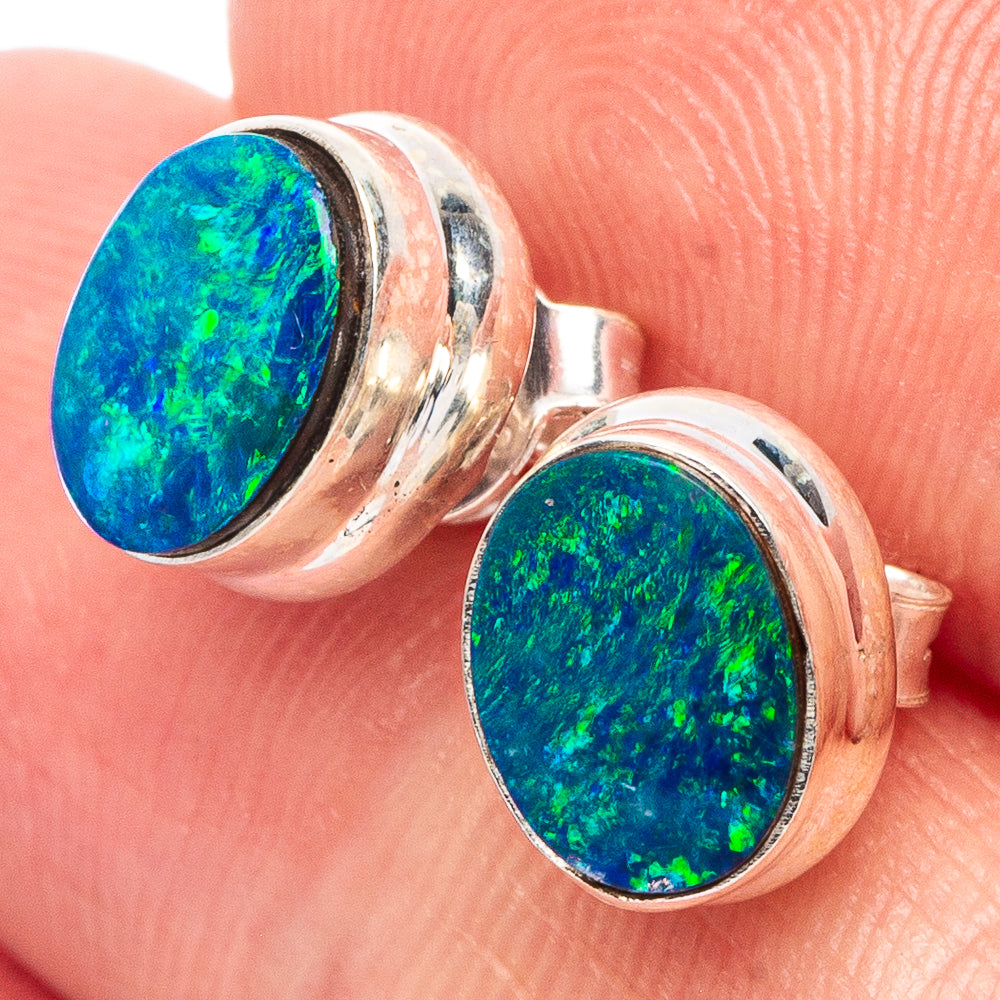 Rare Doublet Opal Earrings 3/8" (925 Sterling Silver) E2323