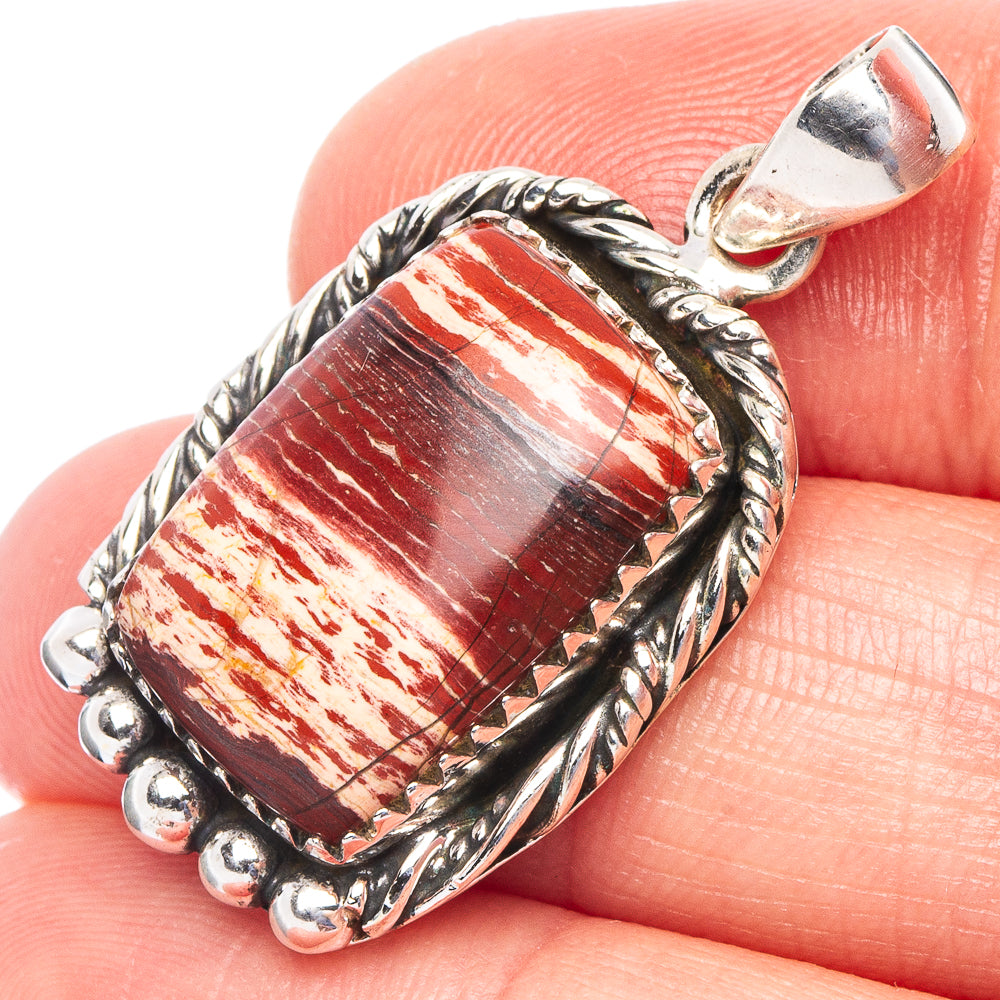 Red Zebra Jasper Pendant 1 3/8" (925 Sterling Silver) P43896