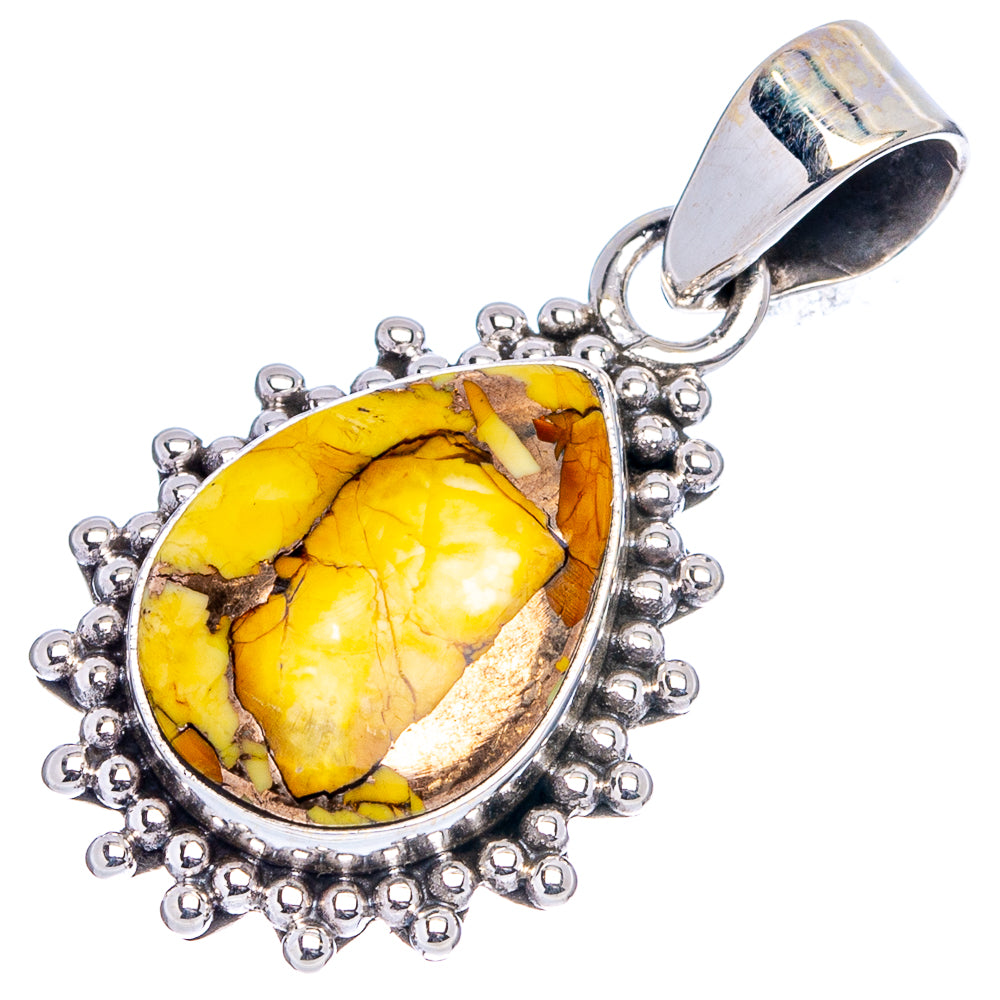 Honey Dahlia Mohave Turquoise Pendant 1 1/4" (.925 Sterling Silver)