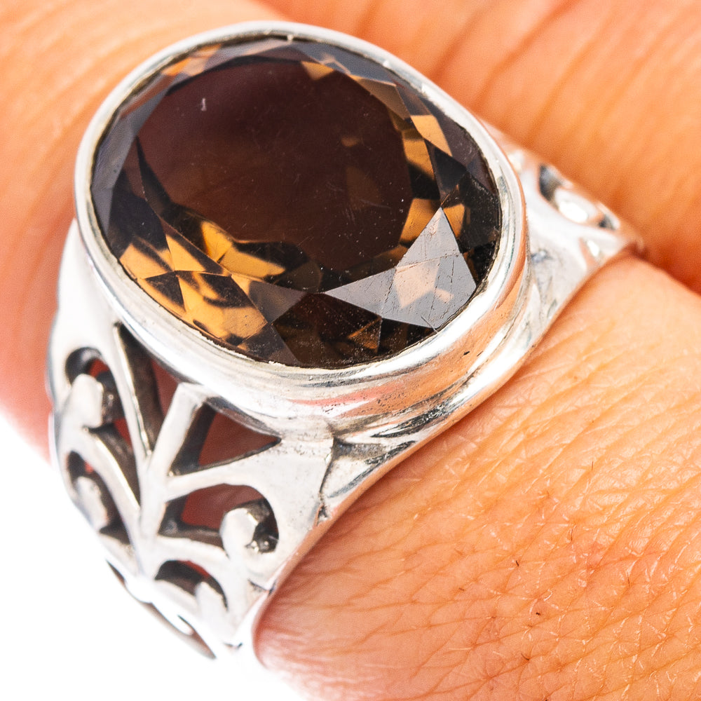 (Classic Series) Smoky Quartz Ring Size 8.25 (.925 Sterling Silver)