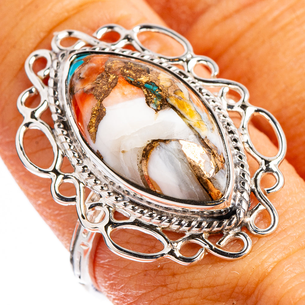 Premium Spiny Oyster Turquoise Ring Size 8.75 (.925 Sterling Silver)