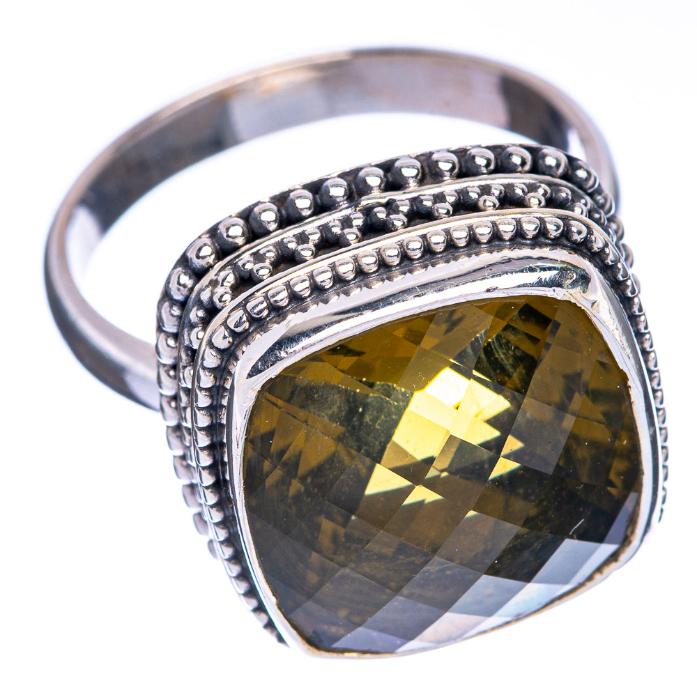 Faceted Olive Quartz Ring Size 9.75 (925 Sterling Silver) R144558