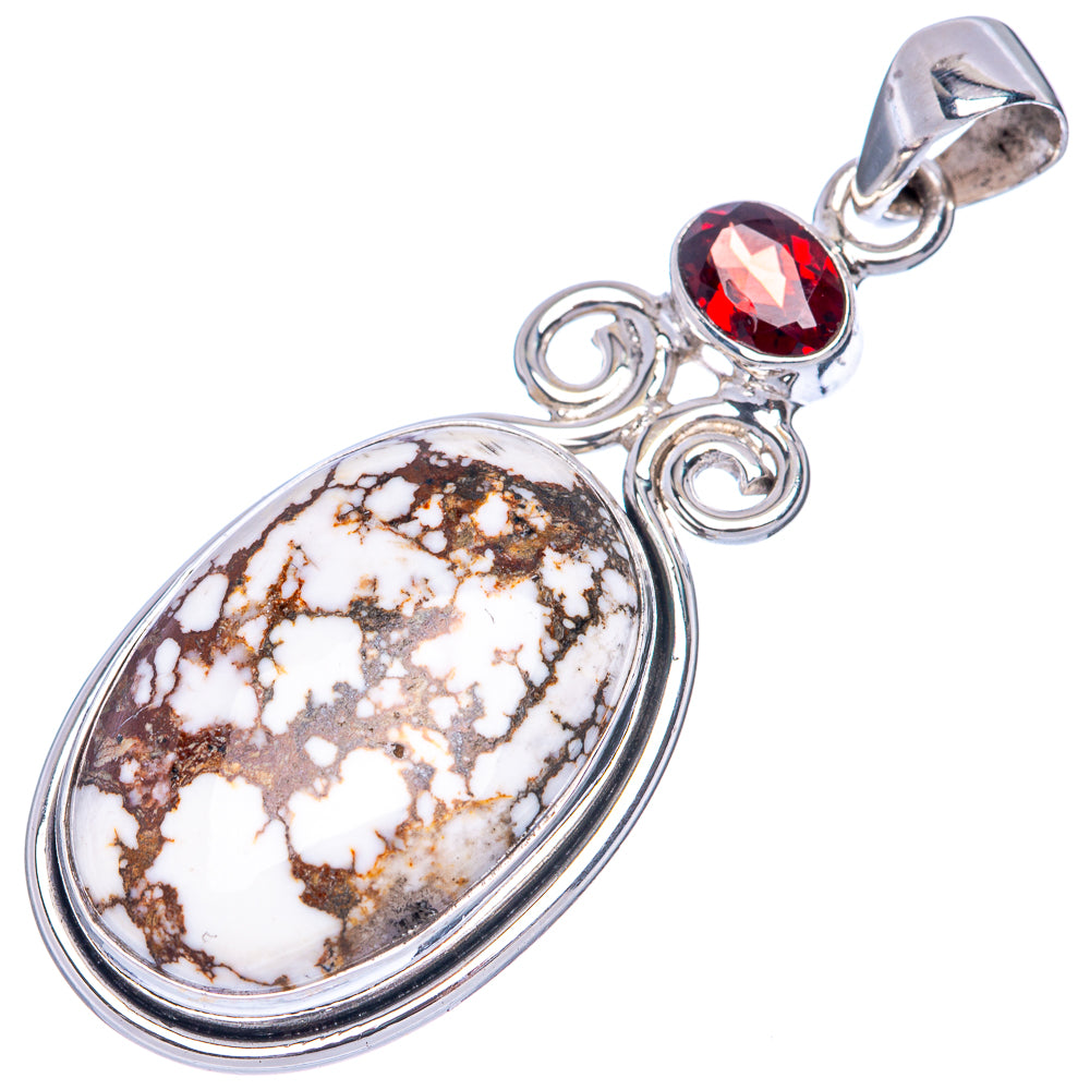 Wild Horse Jasper, Garnet Pendant 2" (925 Sterling Silver) P41379