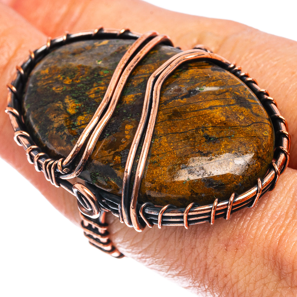 Hungarian Agate Wire Wrap Ring Size 7.5 (Oxidized Copper)