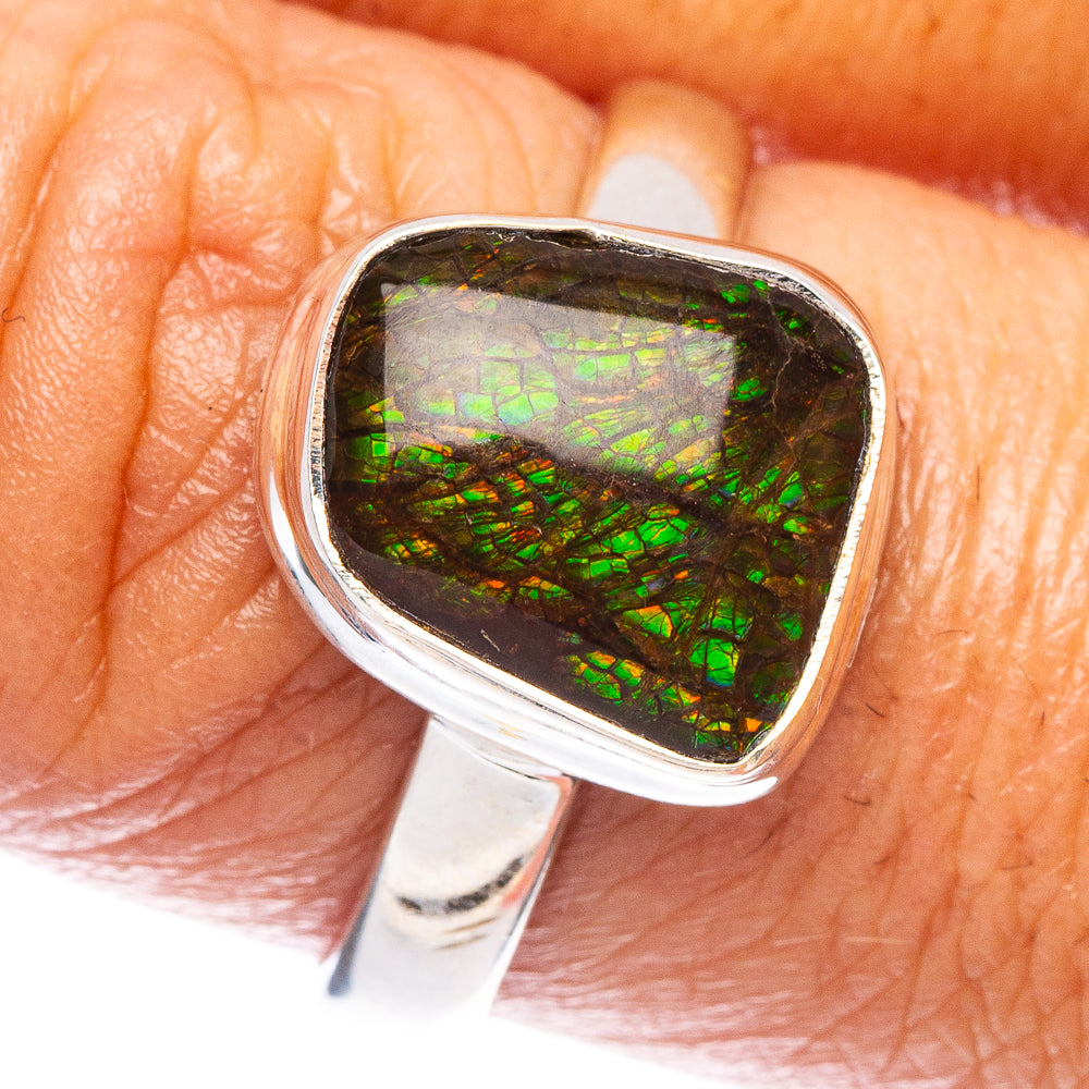 Rare Ammolite Ring Size 8.75 (925 Sterling Silver) R7119