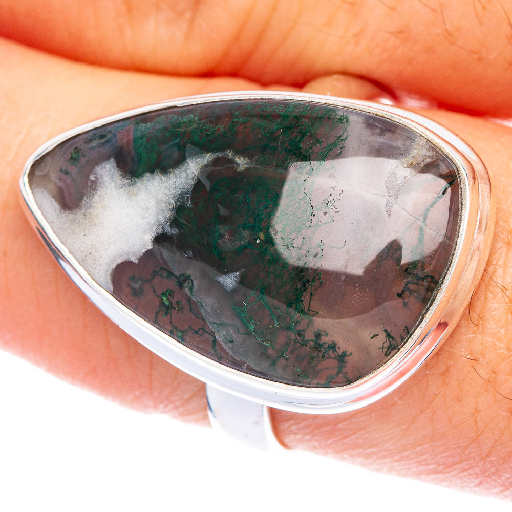 Green Moss Agate Ring Size 9 (925 Sterling Silver) R144392