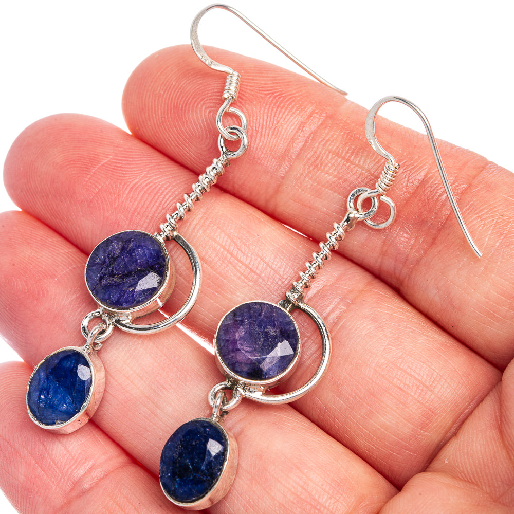 Sapphire Earrings 2 1/4" (925 Sterling Silver) E433552