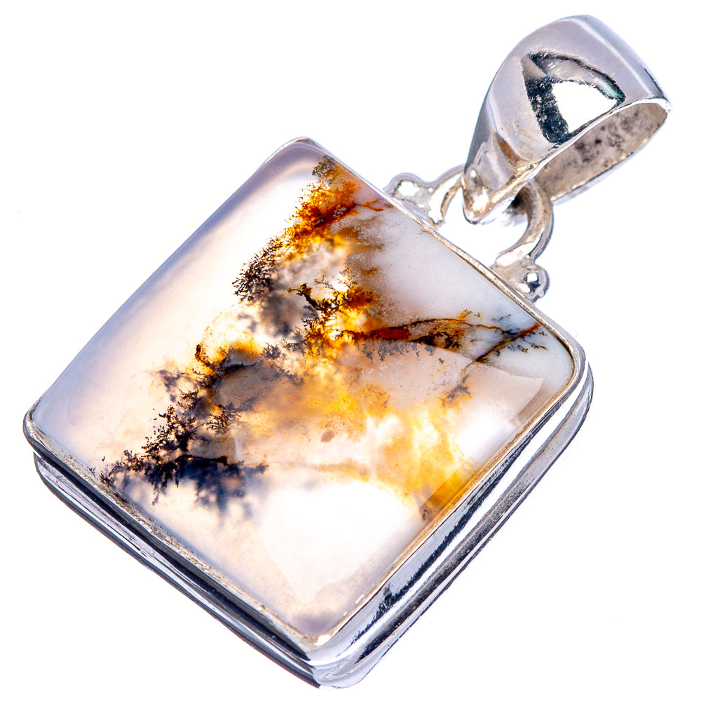 Scenic Dendritic Agate Pendant 1 1/8" (.925 Sterling Silver)