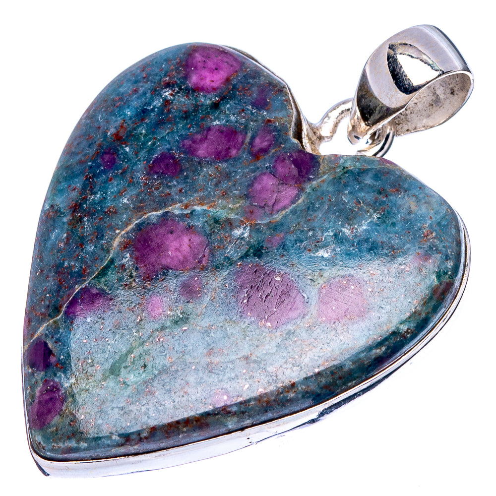 Ruby Fuchsite Heart Pendant 1 1/2" (925 Sterling Silver) P43166