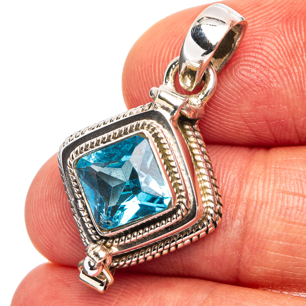 Premium Blue Topaz Poison Pendant 1 1/4" (.925 Sterling Silver)