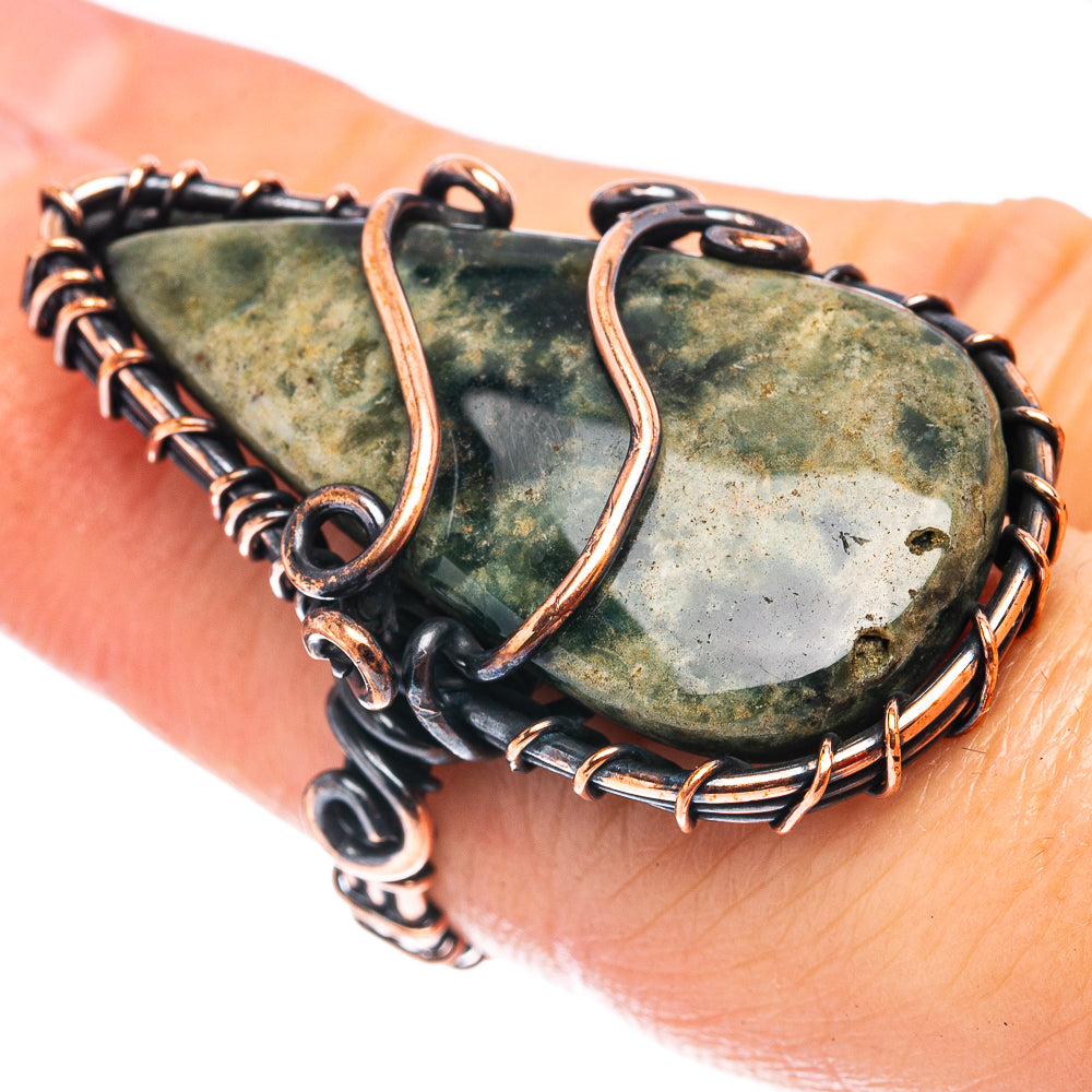 Ocean Jasper Wire Wrap Ring Size 5 (Oxidized Copper)