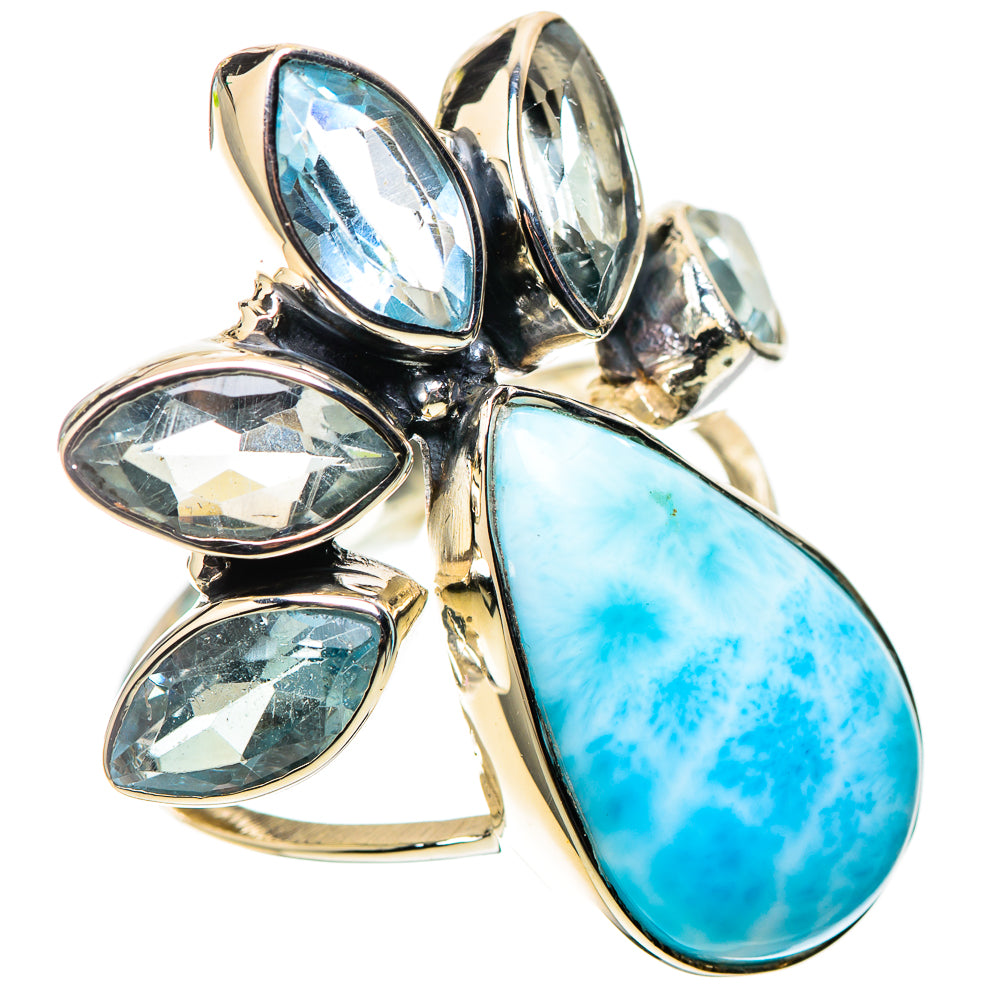 Signature Large Larimar, Blue Topaz Ring Size 8.5 (925 Sterling Silver) RING138160