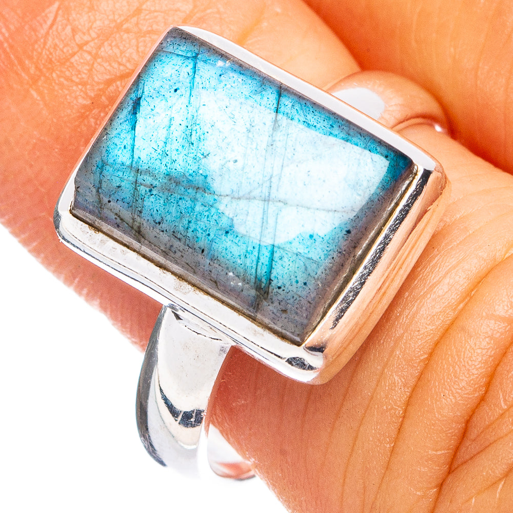 Dainty Labradorite Ring Size 6.75 (925 Sterling Silver) R8681