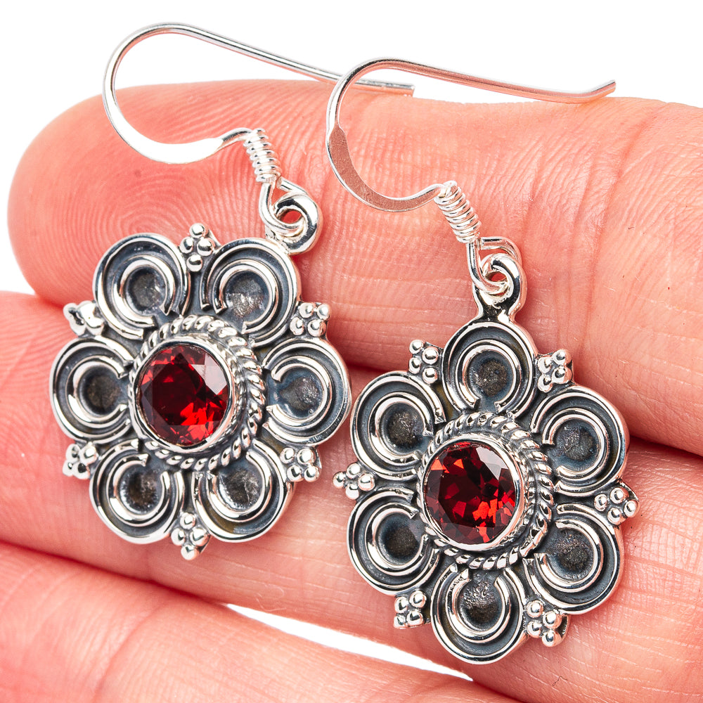 Premium Garnet Earrings 1 1/2" (925 Sterling Silver) E2703