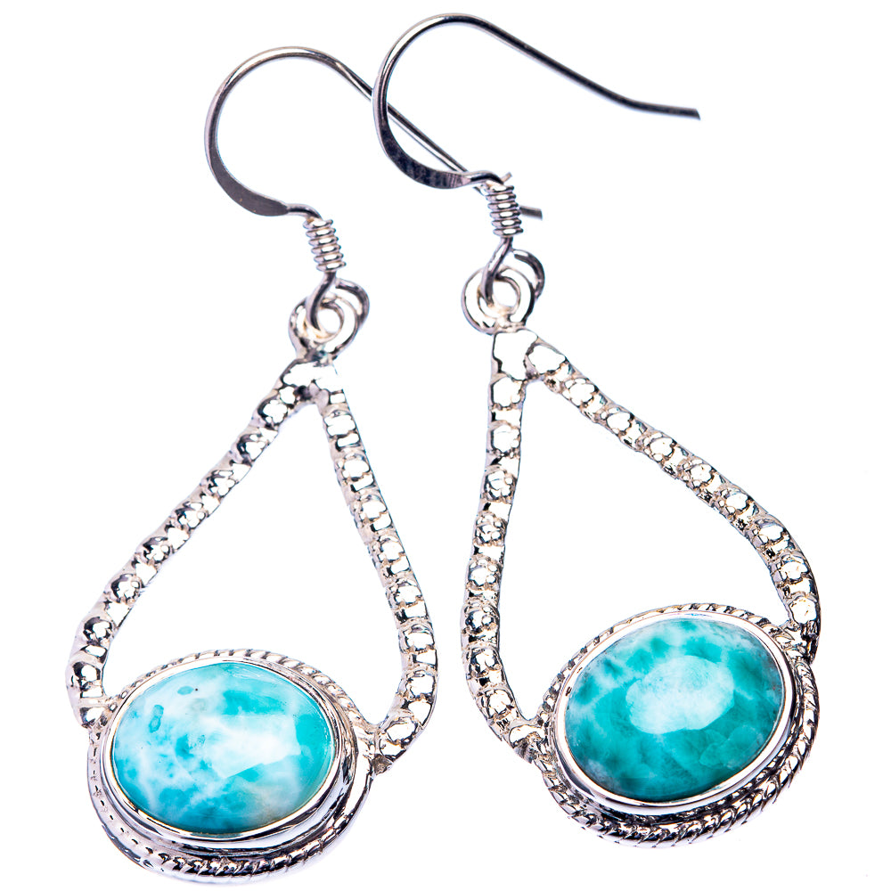 Premium Larimar Earrings 1 3/4" (925 Sterling Silver) E432345