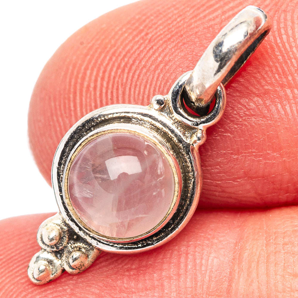 Dainty Rose Quartz Pendant 7/8" (.925 Sterling Silver)
