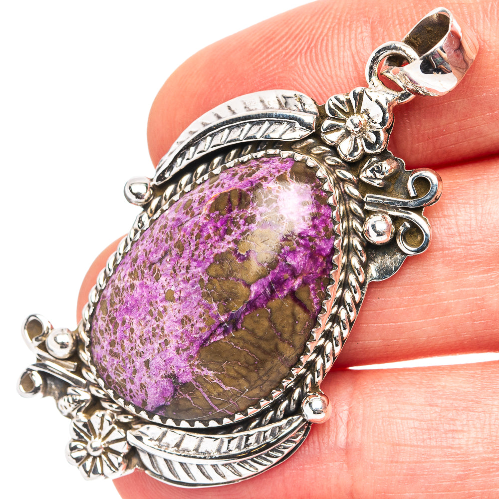 Premium Variscite In Purpurite Pendant 2 1/8" (.925 Sterling Silver)