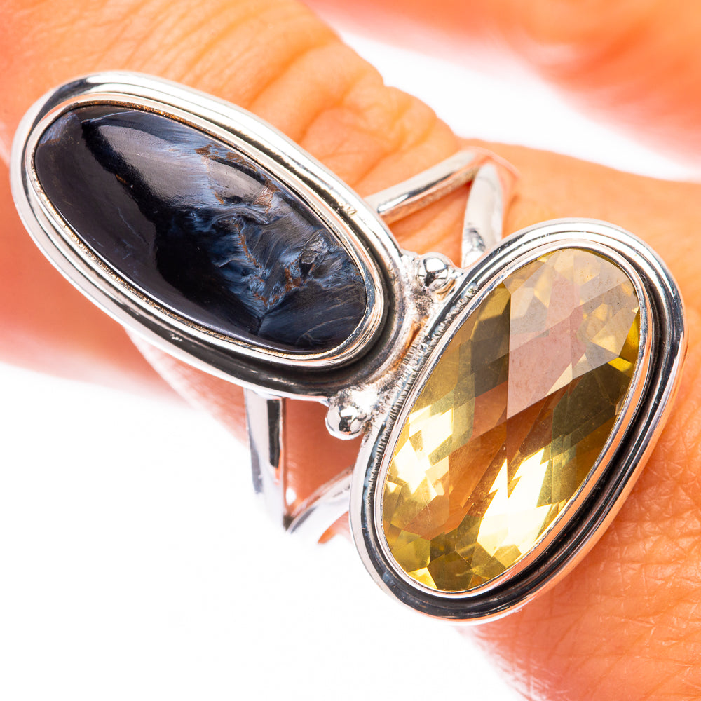 Large Lemon Quartz, Pietersite Ring Size 10 (925 Sterling Silver) R141646