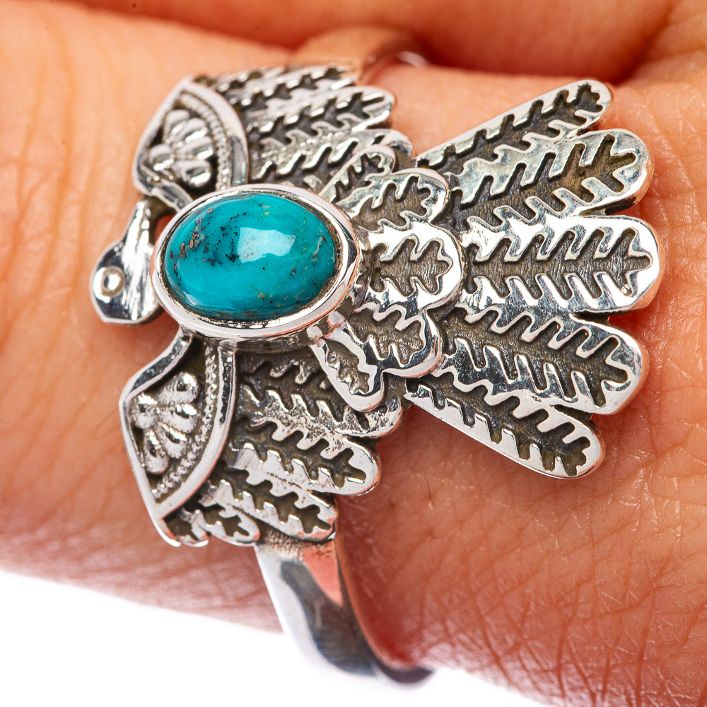 Tibetan Turquoise Ring Size 9 Adjustable (925 Sterling Silver) R145157