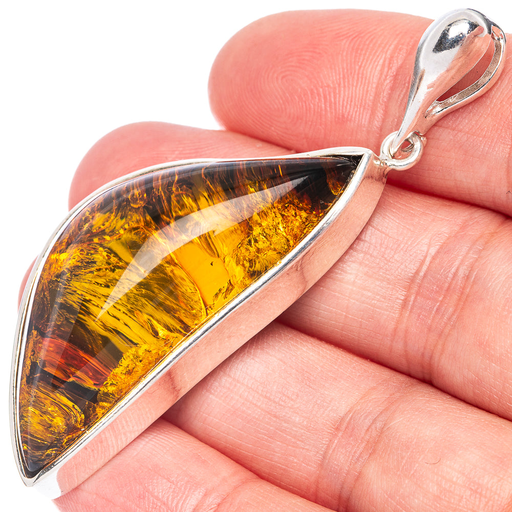 Anasilvercos Baltic Amber Pendant 2 1/2" (925 Sterlnig Silver)
