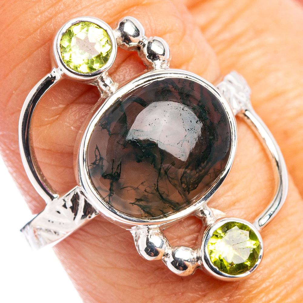 Premium Green Moss Agate Ring Size 8.75 (.925 Sterling Silver)