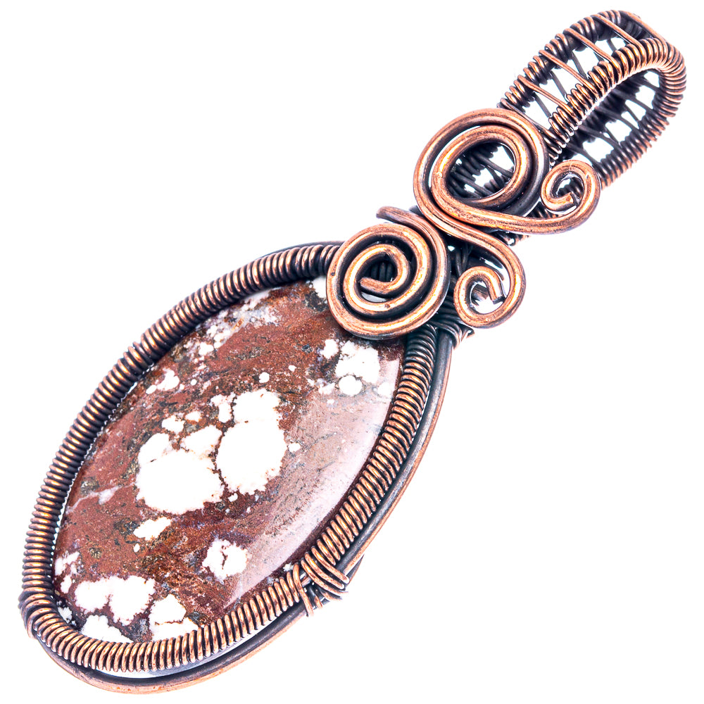 Wild Horse Jasper Wire Wrap Pendant 2 3/8" (Oxidized Copper)