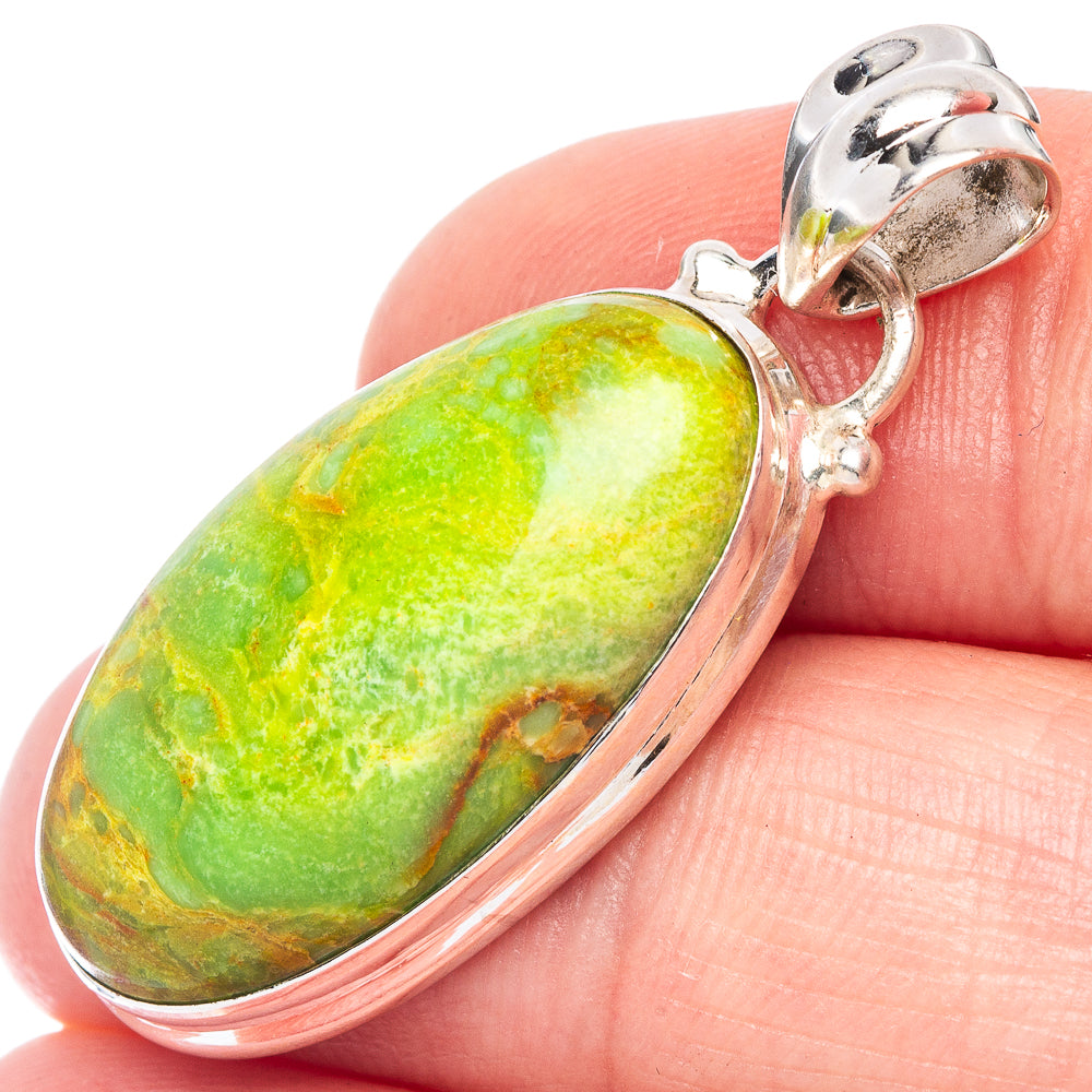 Rare Gaspeite Pendant 1 1/2" (925 Sterling Silver) P44586