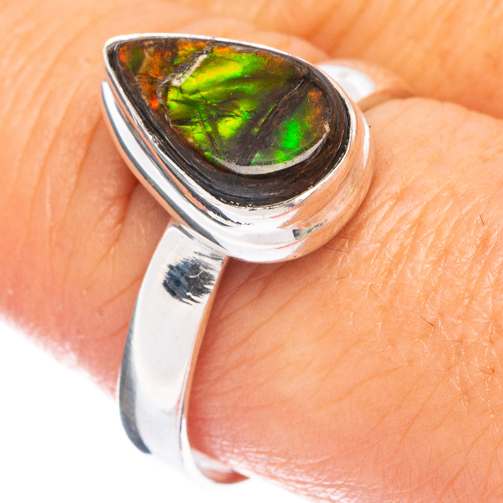 Rare Ammolite Ring Size 9 (925 Sterling Silver) R7821