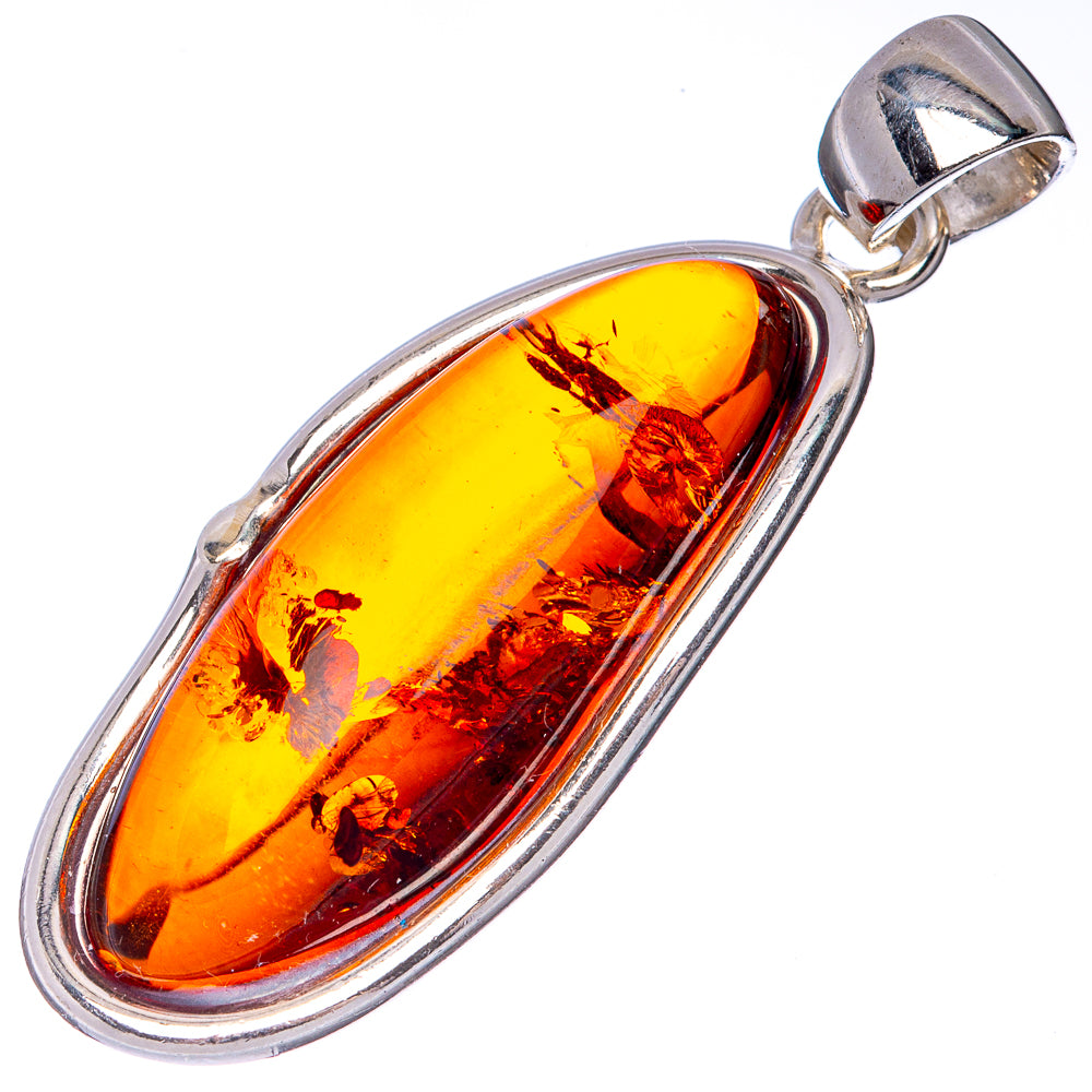 Anasilvercos Baltic Amber Pendant 1 7/8" (925 Sterlnig Silver)