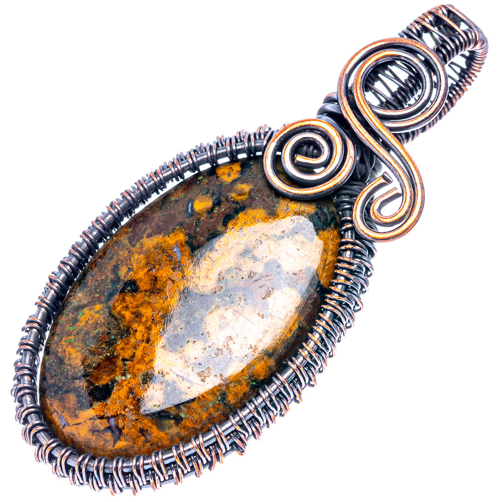 Hungarian Agate Wire Wrap Pendant 2 1/2" (Oxidized Copper)