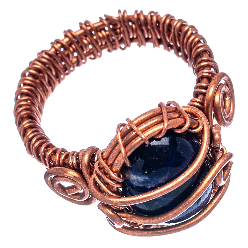 Sodalite Wire Wrap Ring Size 8 (Oxidized Copper)